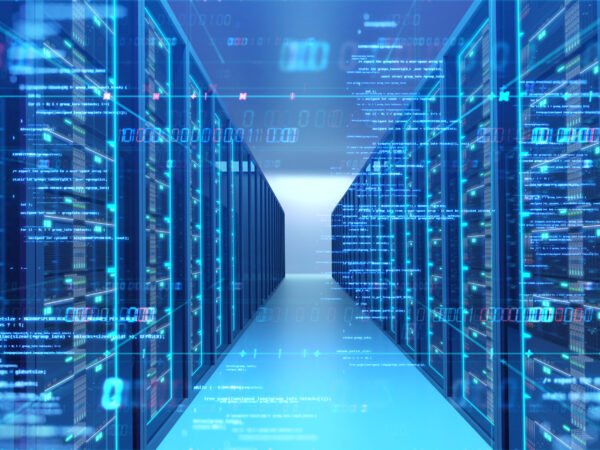 3D illustration of server room in data center full of telecommunication equipment,concept of big data storage and  cloud 
computing technology.