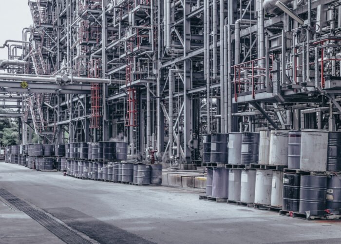 Industrial zone,The equipment of oil refining,Close-up of industrial pipelines of an oil-refinery plant,Detail of oil pipeline with valves in large oil refinery.