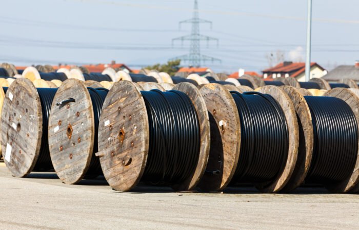Cable of a power line rolled after production.
