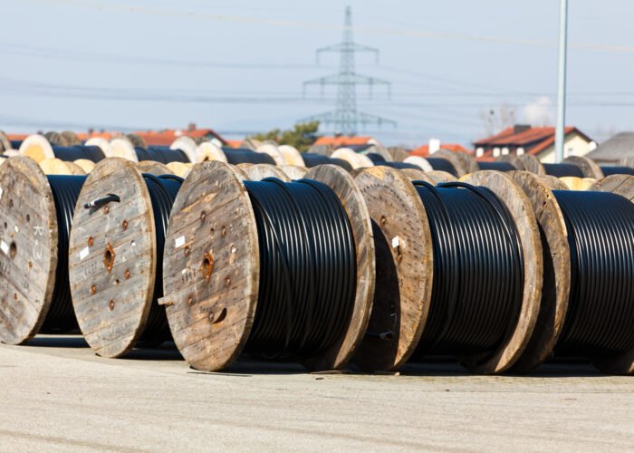 Cable of a power line rolled after production.